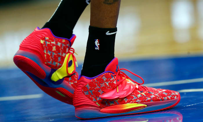 Brooklyn Nets forward Kevin Durant wore the Nike KD 14 sneakers against the Orlando Magic on March 15, 2022.